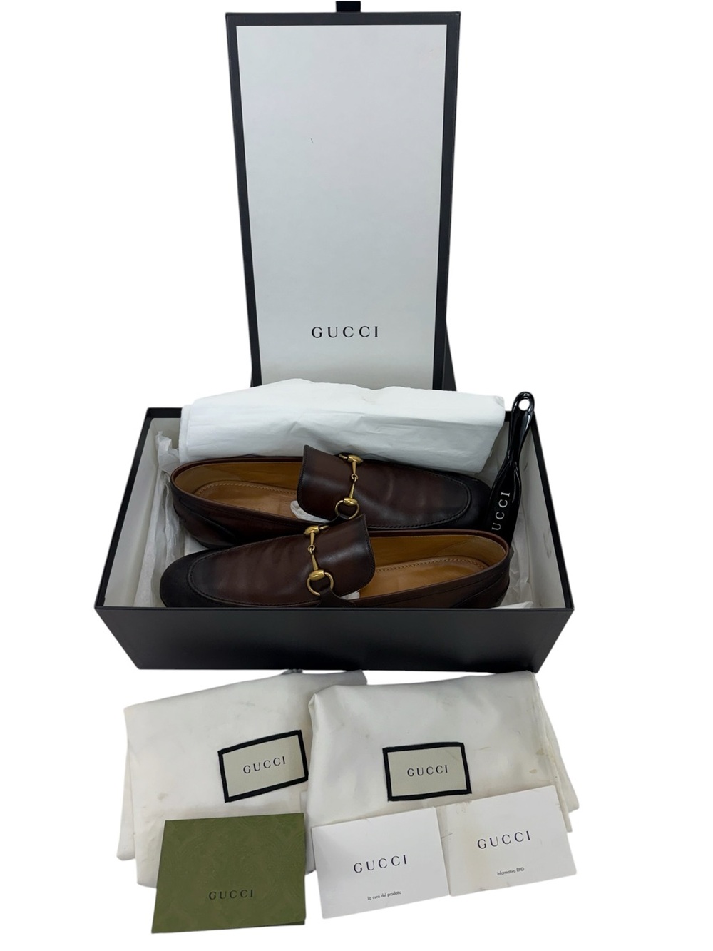 Gucci Jordaan Horsebit Loafers 10 1/2 Brown